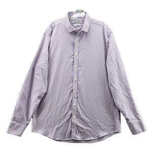 Twillory Shirt Mens 17.5 Purple Plaid Tailored Fit Non Iron Performance Corpcore